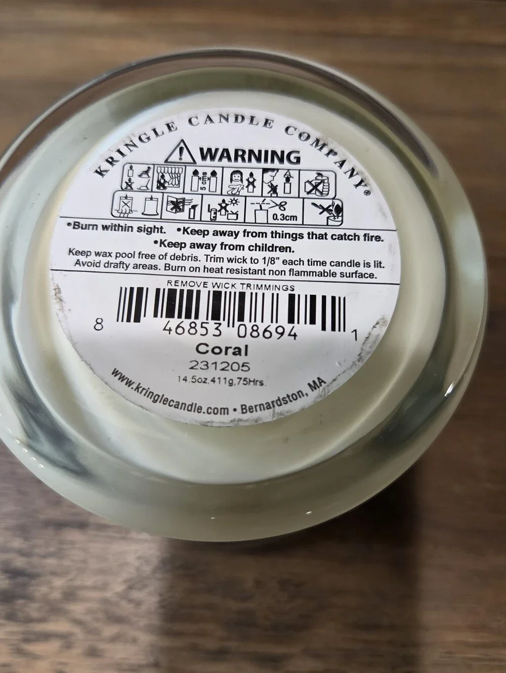 Kringle Candle Coral Medium 2 Wick New